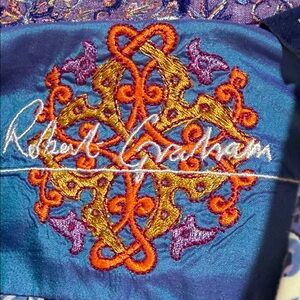 Roberto Cavalli Turquoise with Orange and Gold Embroidery